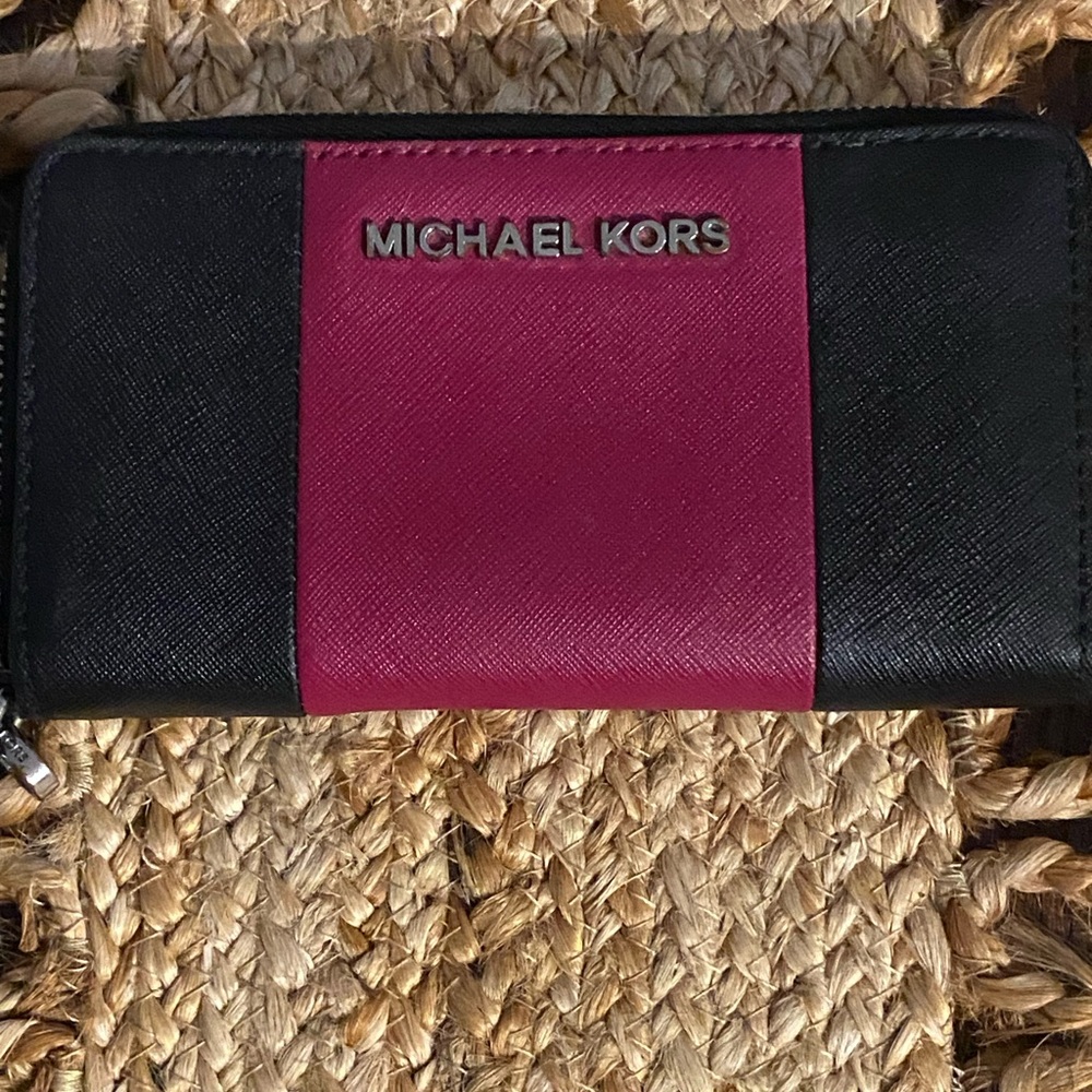 Michael Kors Black and Magenta Wallet